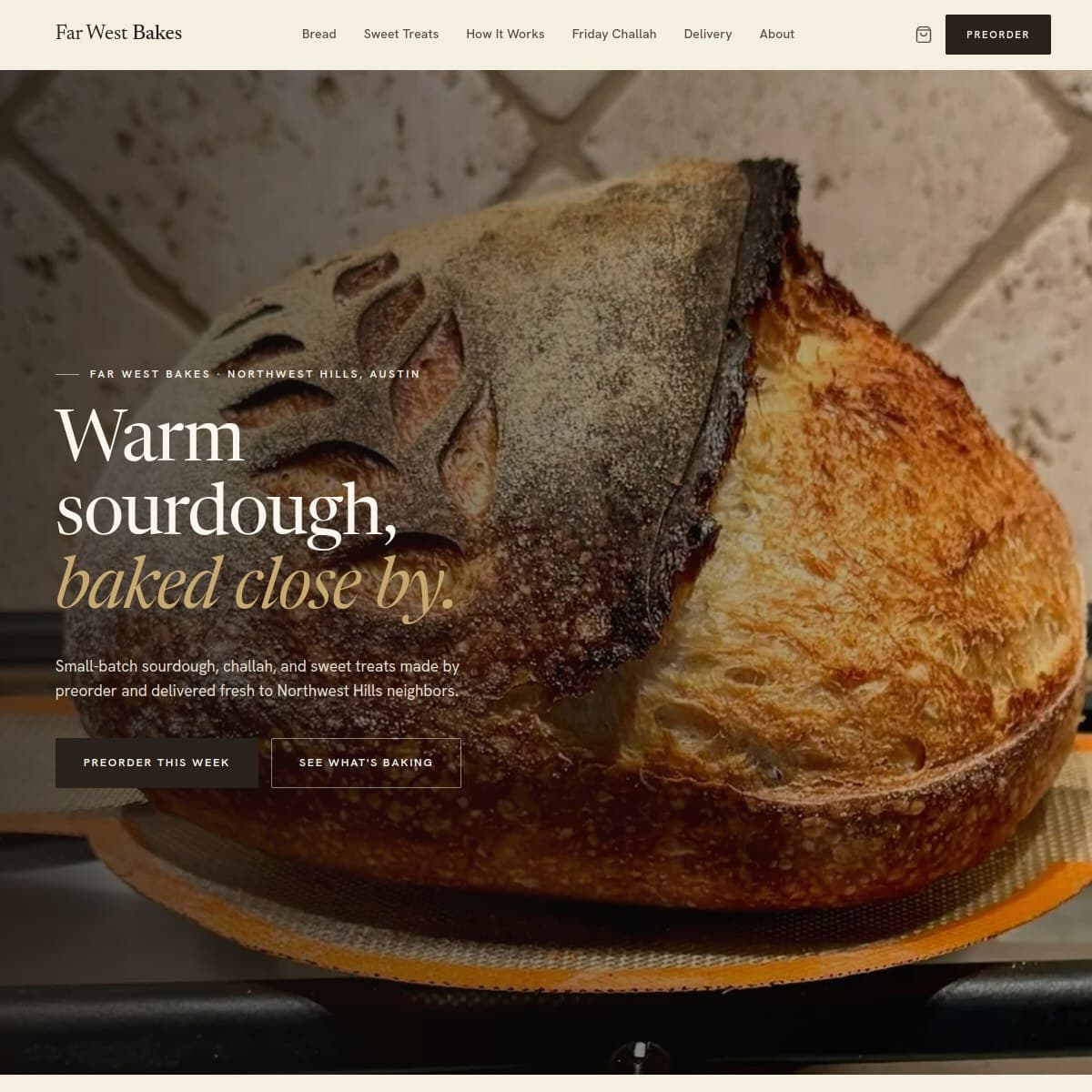 Far West Bakes website landing page